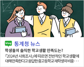 [통계청 뉴스] 학생들의 솔직한 학교생활 만족도는? 「2024년 사회조사」에 따르면 전반적인 학교생활에 대해 만족한다고 응답한 중고등학교 재학생의 비중···