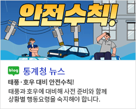 [통계청 뉴스]태풍·호우 대비 안전수칙! 태풍·호우 대비 안전수칙! 태풍과 호우에 대비해 사전 준비와 함께 상황별 행동요령을 숙지해야 합니다.
