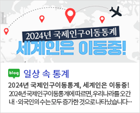 [일상 속 통계]2024년 국제인구이동통계, 세계인은 이동중! 2024년 국제인구이동통계, 세계인은 이동중! 2024년 국제인구이동통계에 따르면, 우리나라를 오간 내 ·외국인의 수는 모두 증가한 것으로 나타났습니다 ···